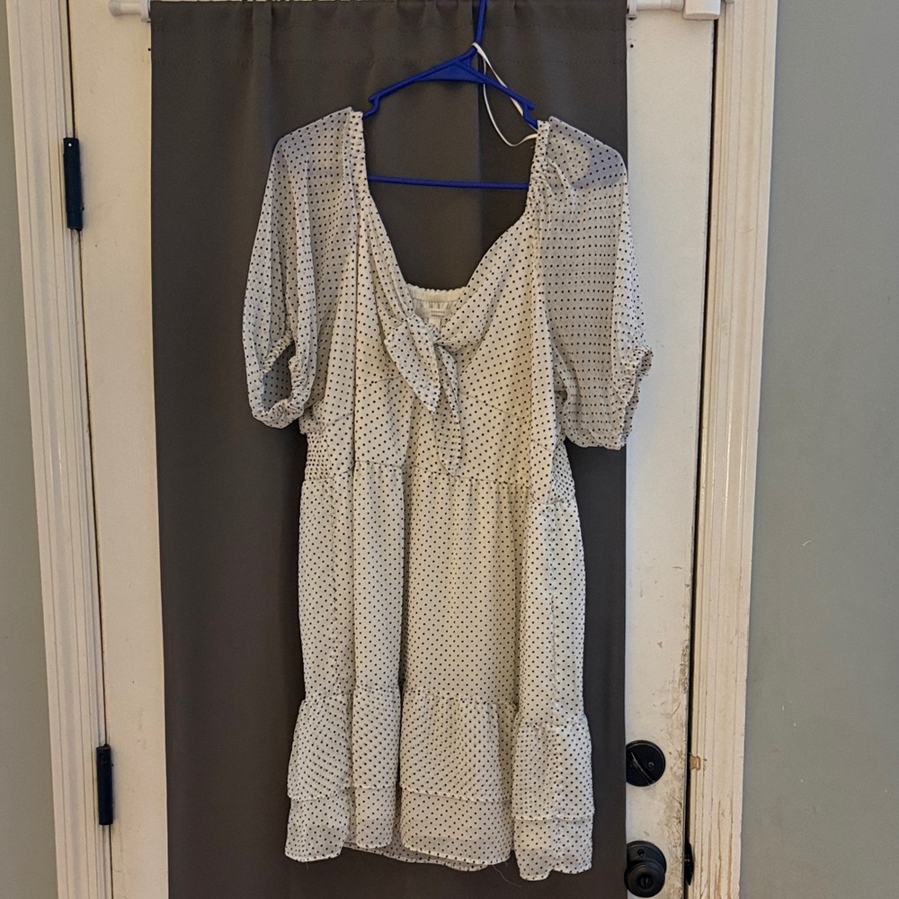 LC Lauren Conrad Cream Polka Dot Mini Dress